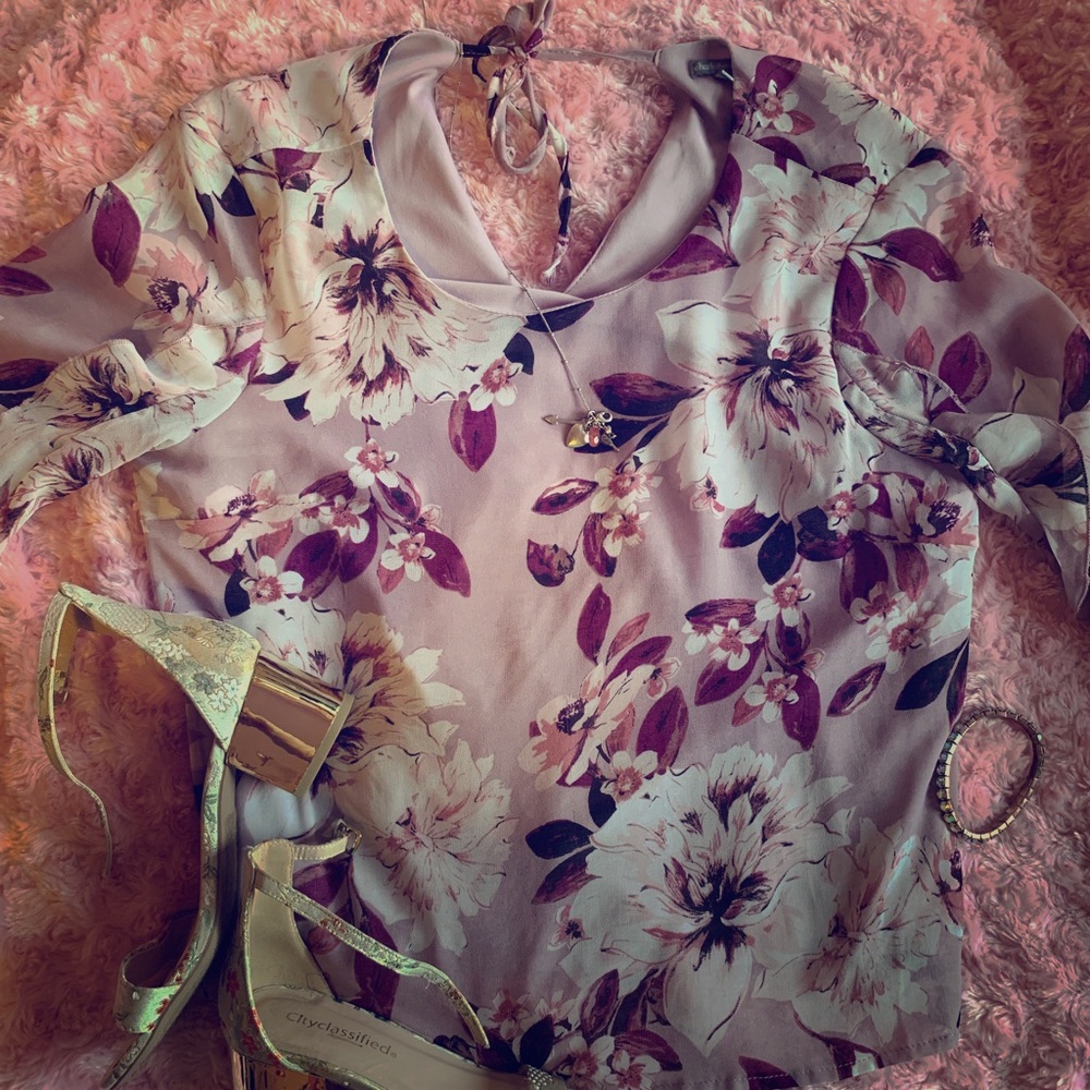 Floral flowy formal shirt